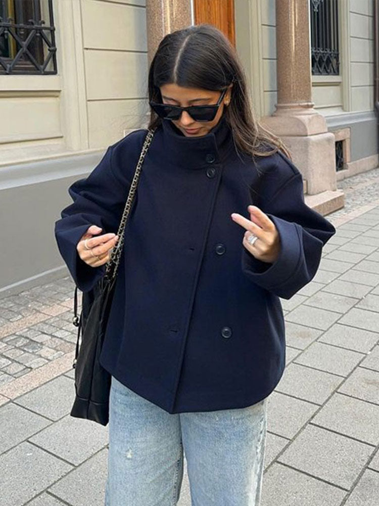 Stylish Luxury Short Coat with Double Buttons