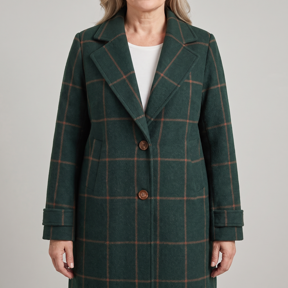 Women's Plaid Wool-Blend Longline Coat