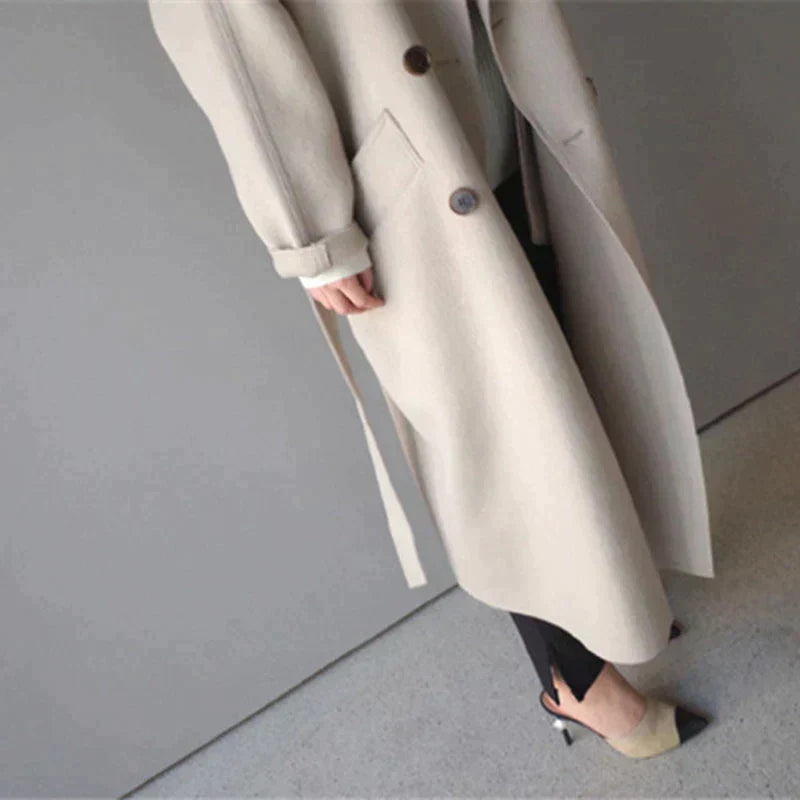 Stylish Long Trench Coat with Luxurious Finish