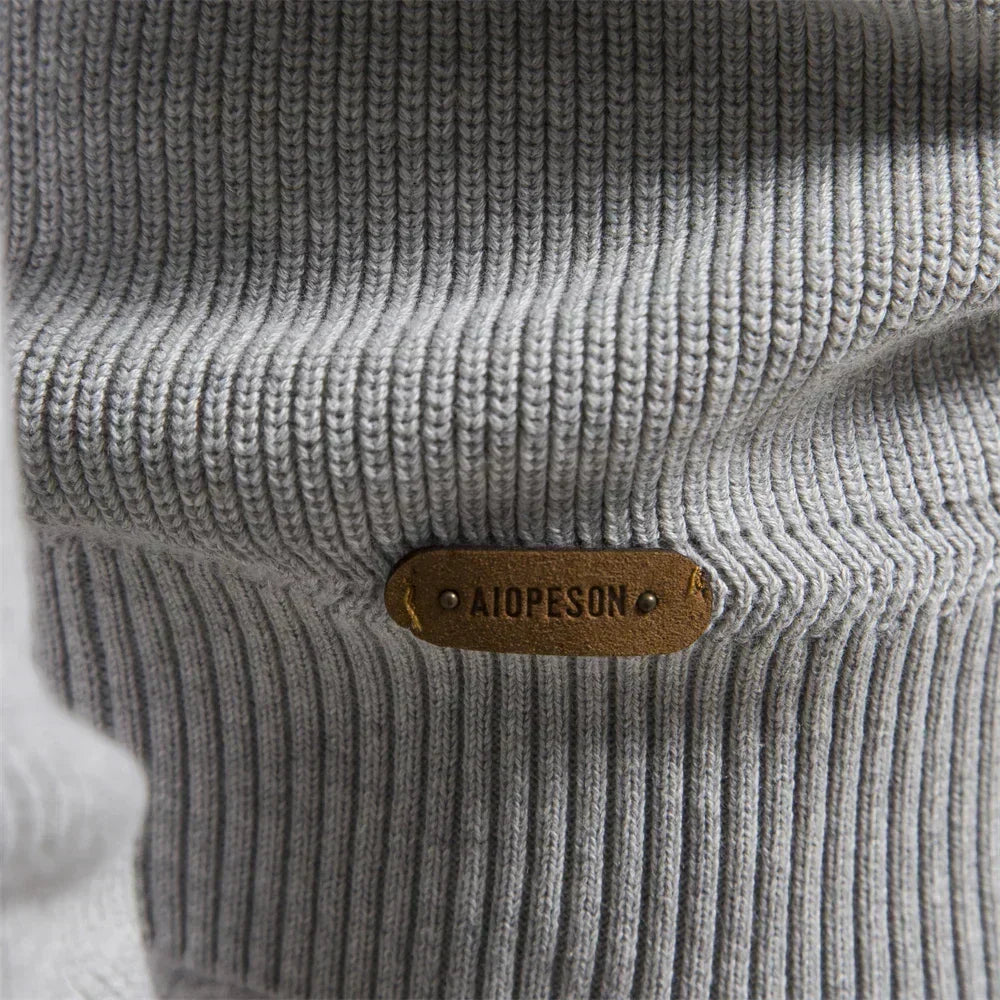 Men's Knit Quarter-Zip Classic Ribbed Sweater