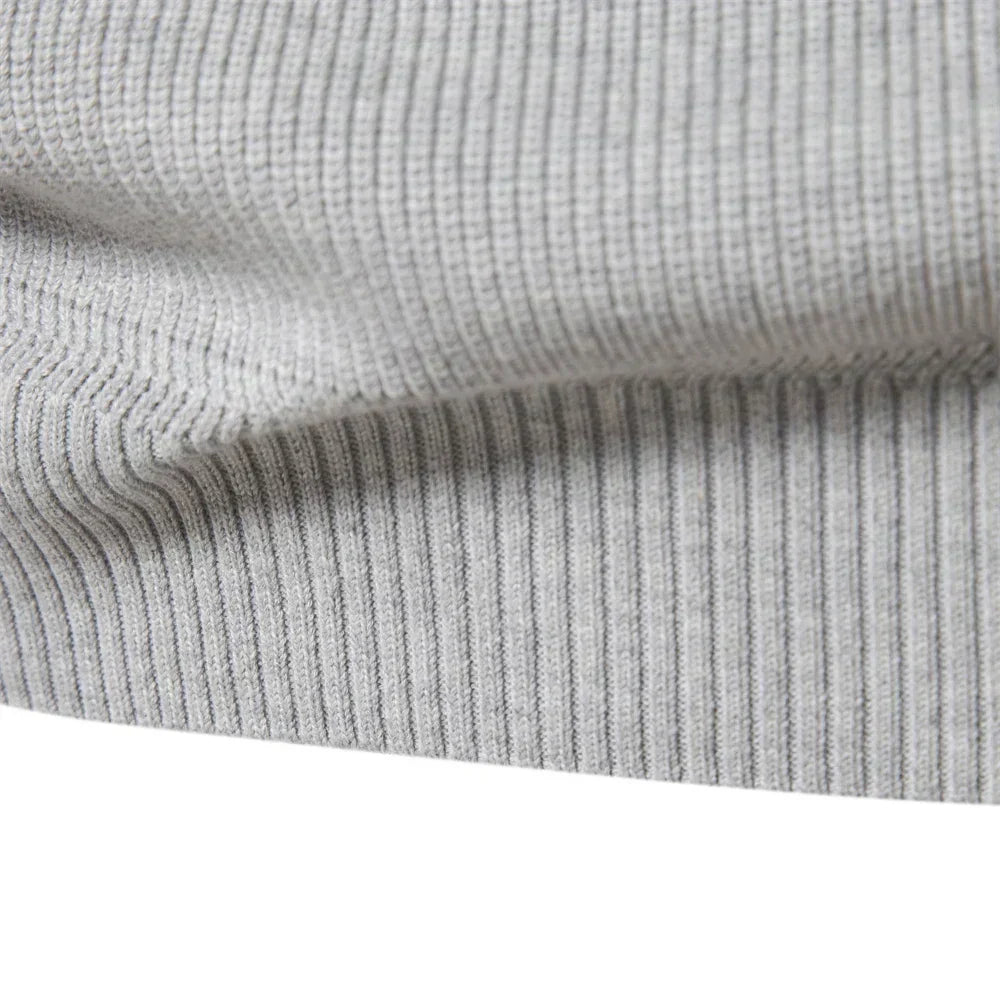 Men's Knit Quarter-Zip Classic Ribbed Sweater