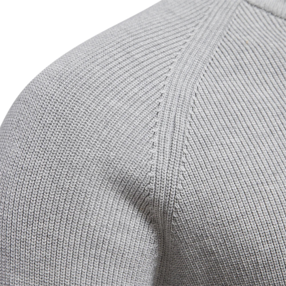 Men's Knit Quarter-Zip Classic Ribbed Sweater