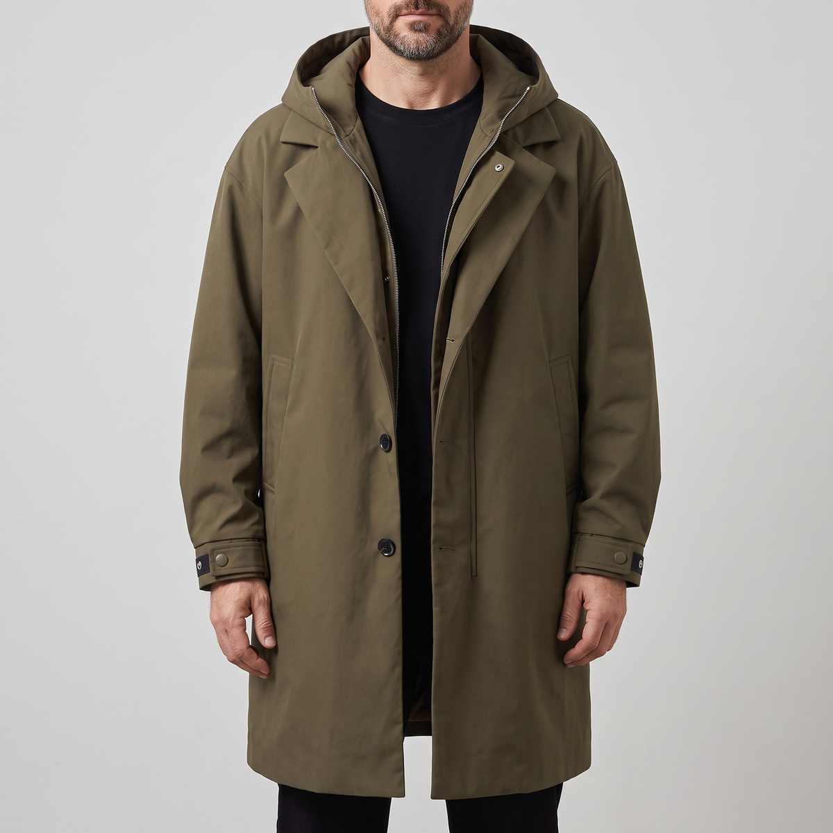 Men’s Hooded Waterproof Trench Coat