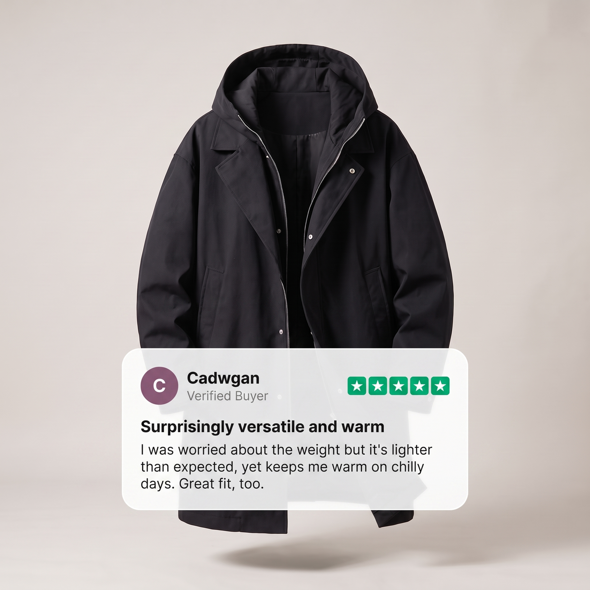 Men’s Hooded Waterproof Trench Coat
