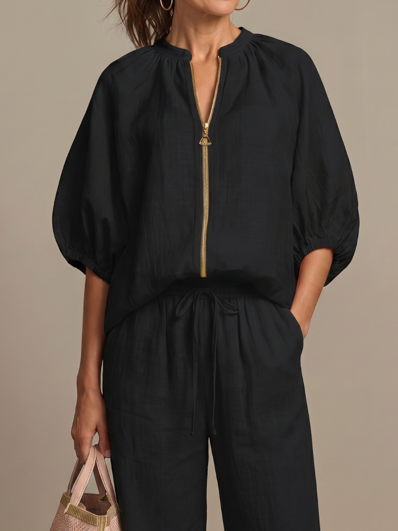 Women's Relaxed Zip-Up Two-Piece Set
