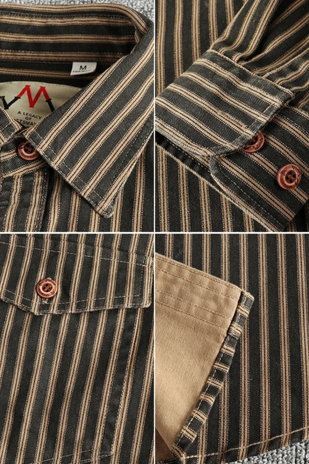 Relaxed Fit Men’s Washed Striped Long Sleeve Shirt