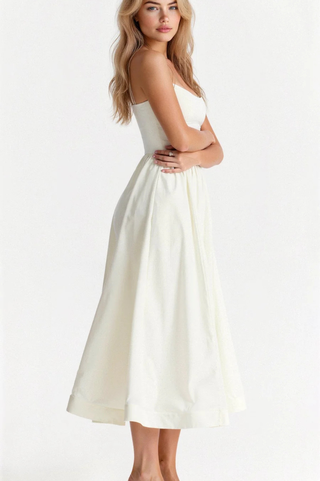 Sleeveless Midi Dress for Women with Flowy Feminine Silhouette