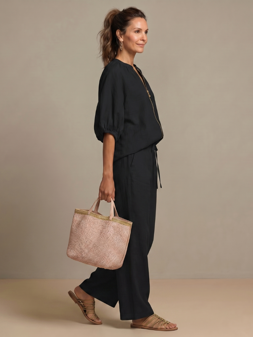 Women's Relaxed Zip-Up Two-Piece Set