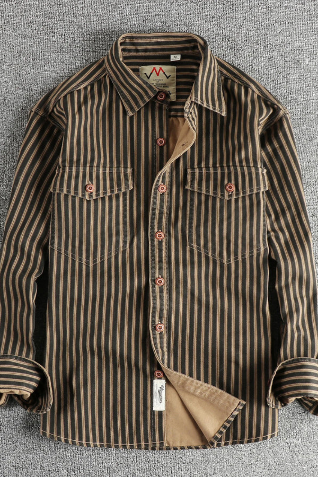 Relaxed Fit Men’s Washed Striped Long Sleeve Shirt