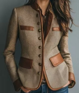 Women’s Button-Front Tweed Tailored Blazer
