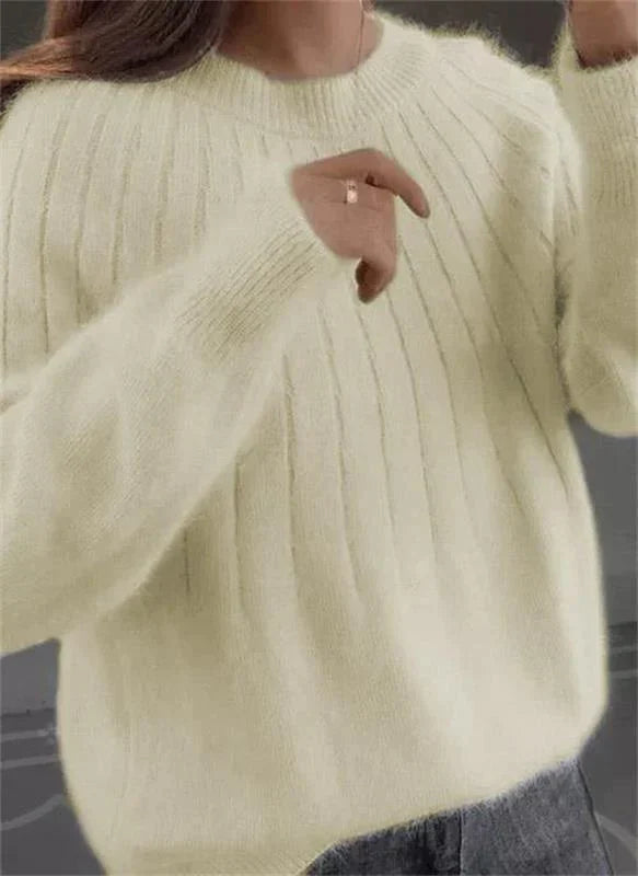 Women's Ribbed Relaxed Fit Casual Sweater