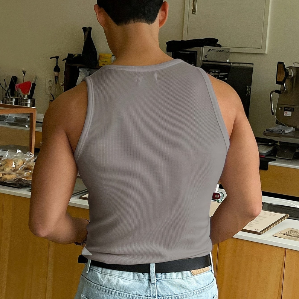 Men’s Ribbed Sleeveless Tank Top for Casual Everyday and Gym Wear