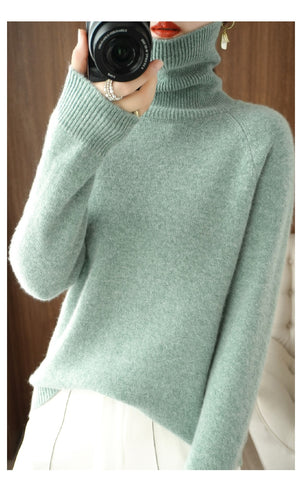 Women's Turtleneck Soft Knit Long Sleeve Sweater