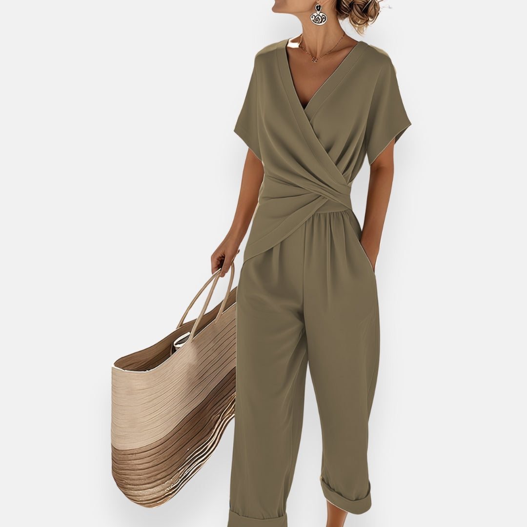 Women's Relaxed Twist-Front Wide Leg Jumpsuit