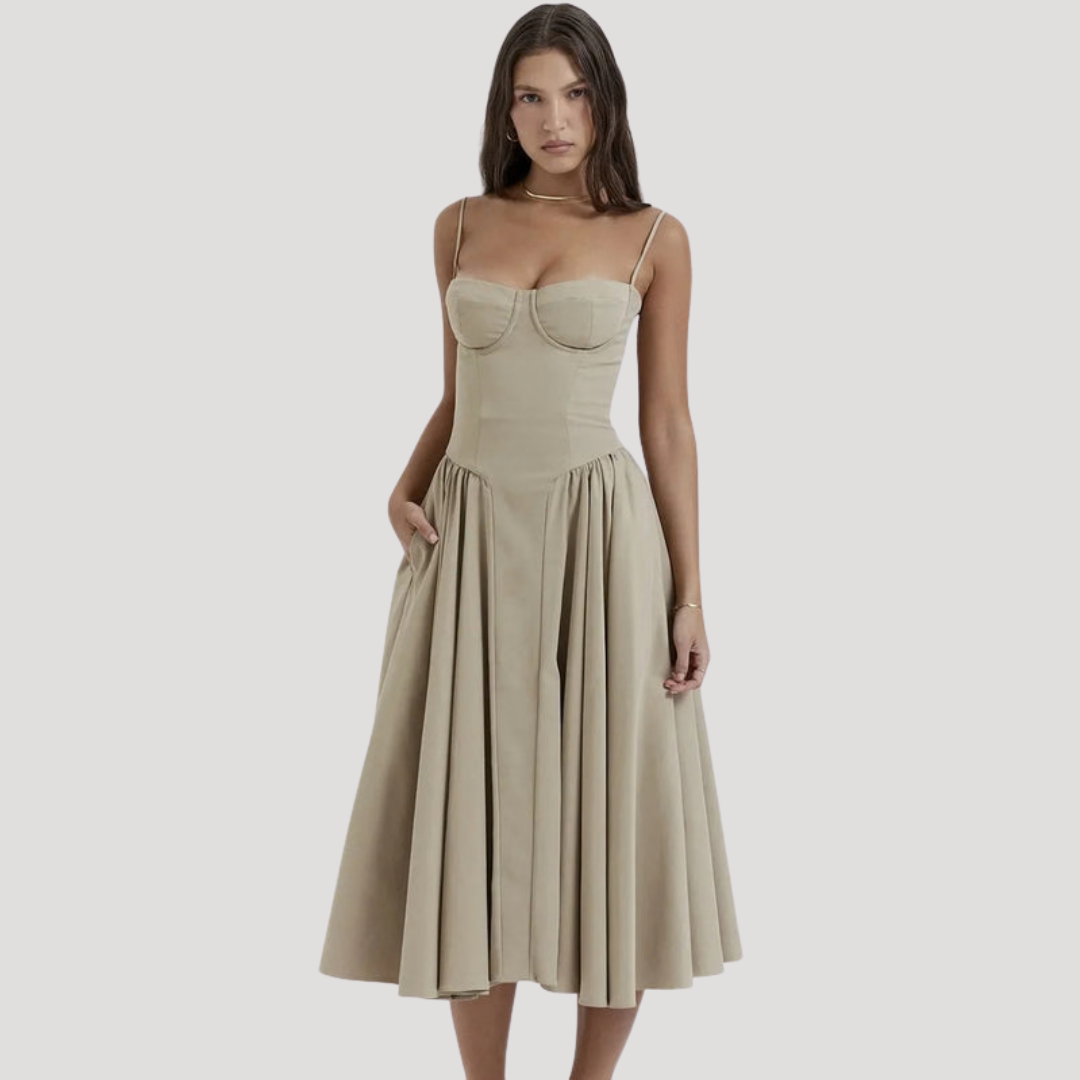 Women's Corset Bodice Midi Dress