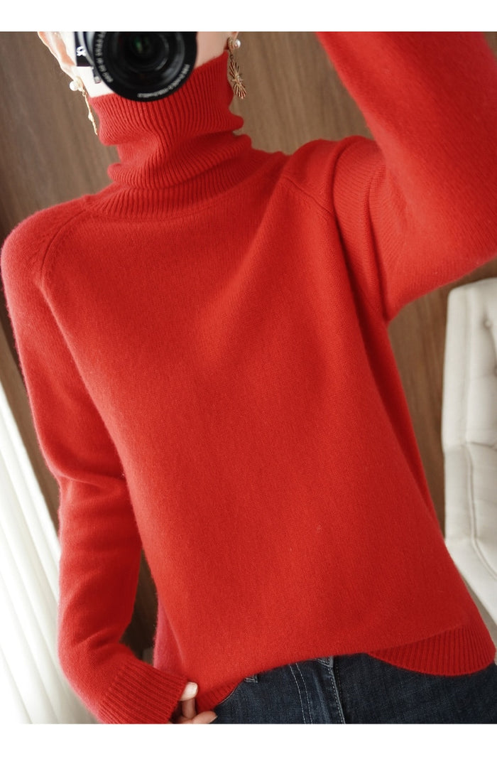 Women's Turtleneck Soft Knit Long Sleeve Sweater