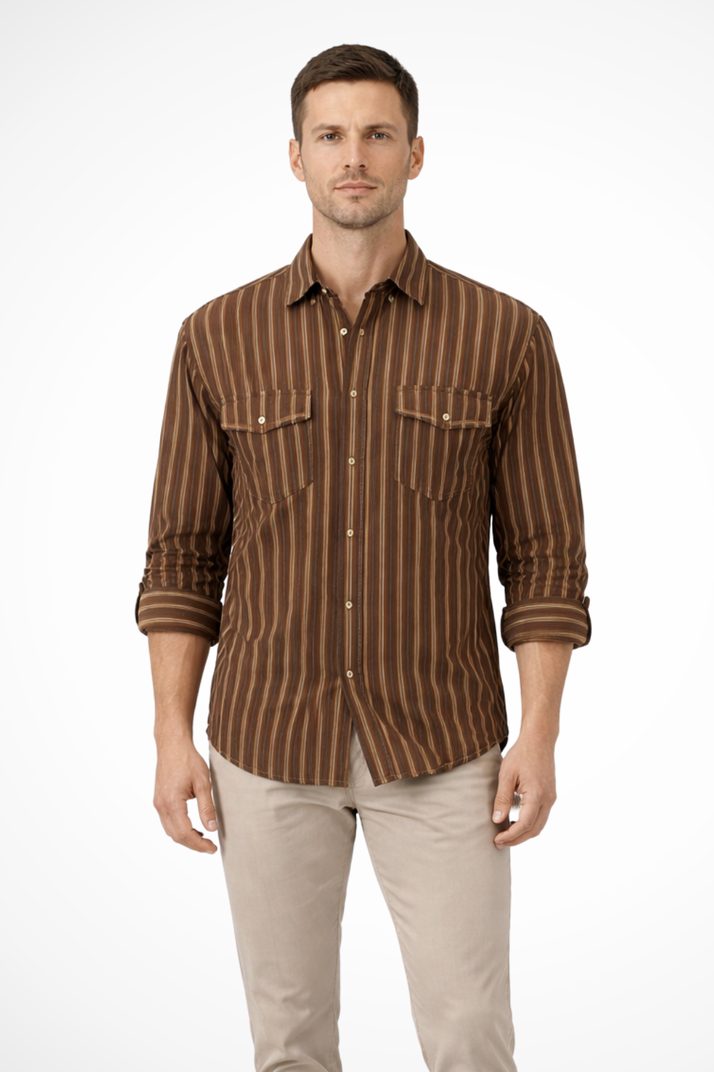 #Color_Khaki Striped