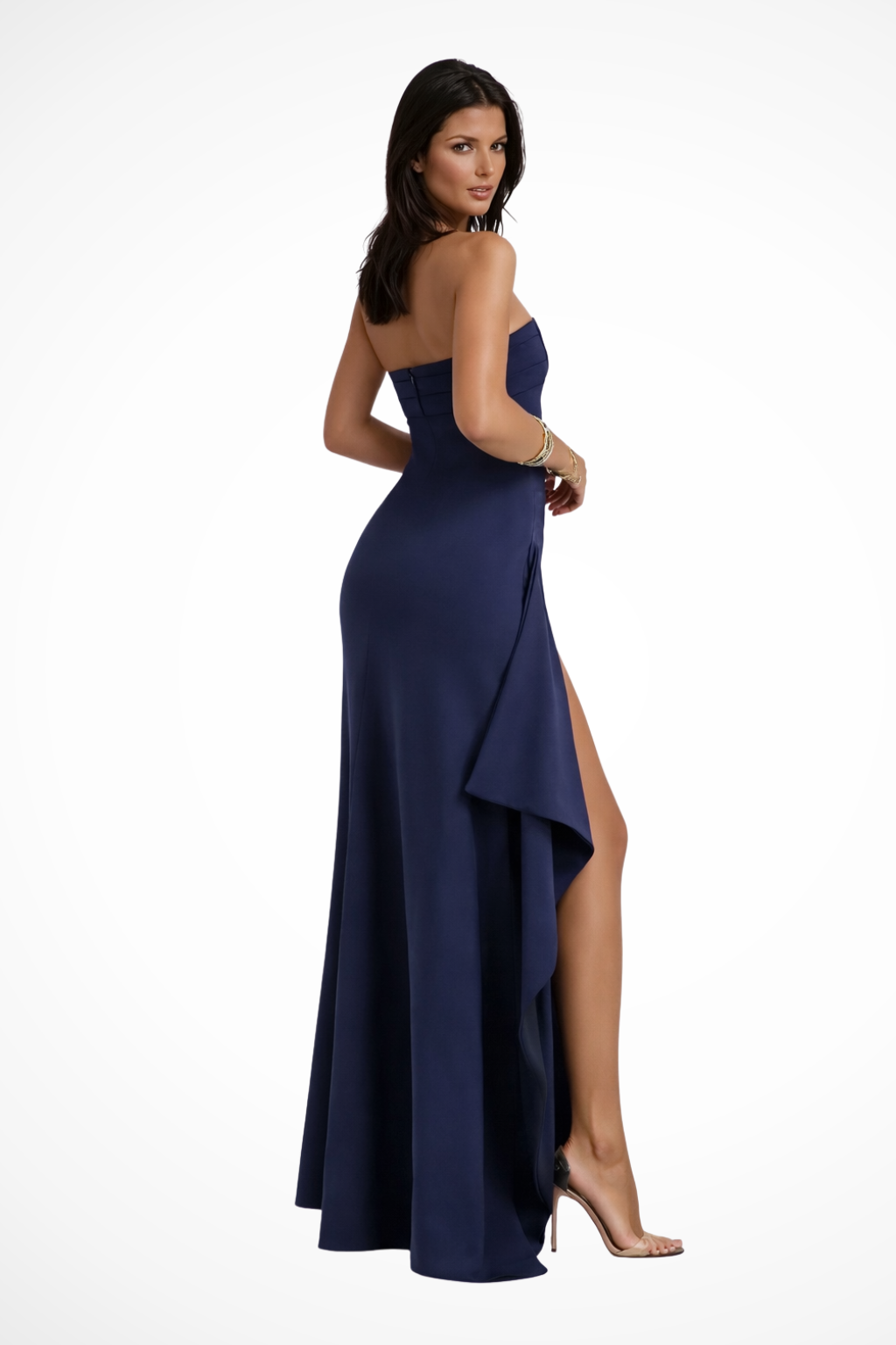 Women's Strapless Maxi Dress with Side Slit