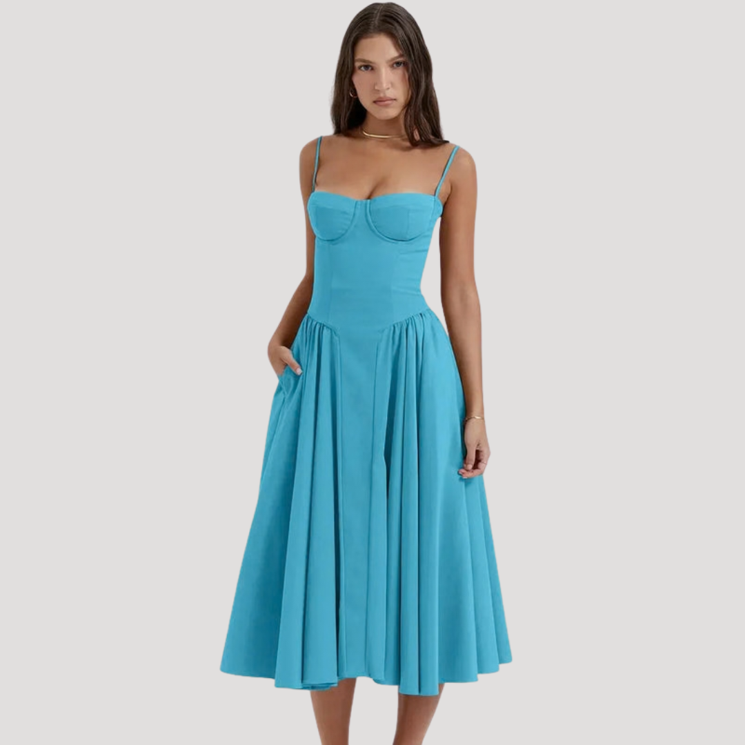 Women's Corset Bodice Midi Dress