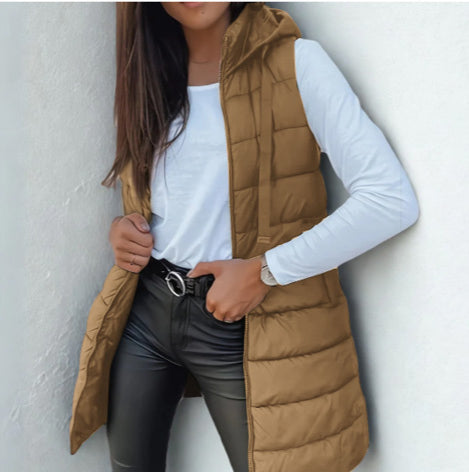 Women's Sleeveless Puffer Vest with Hood