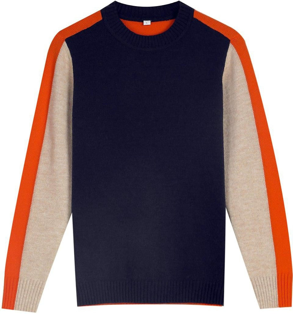 Women's Color Block Knit Sweater with Contrast Sleeves