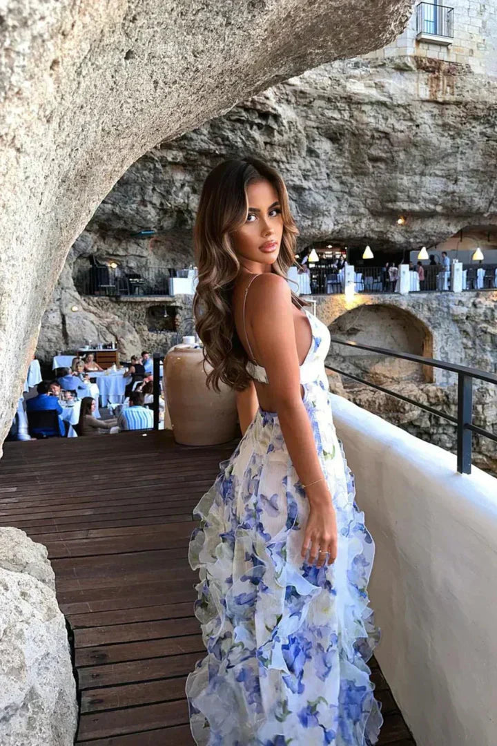 Chic Ruffled Floral Dress for Girls