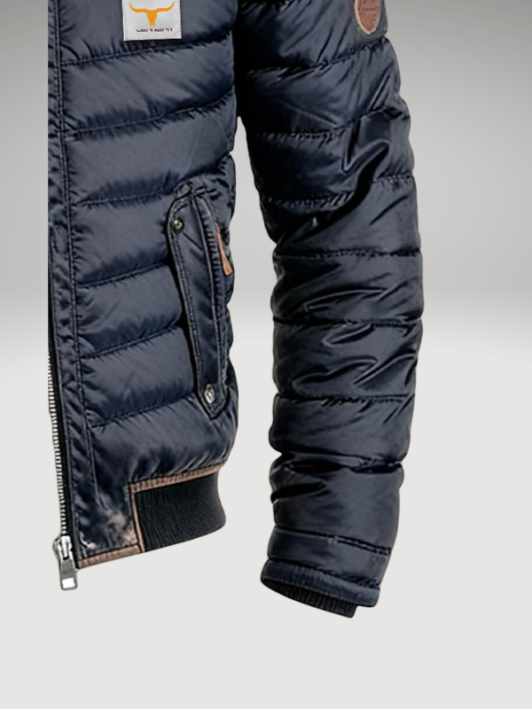 Men's Puffer Quilted Winter Jacket with Stand Collar