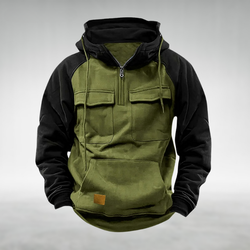 Men's Utility Hooded Pullover Hoodie with Flap Pocket