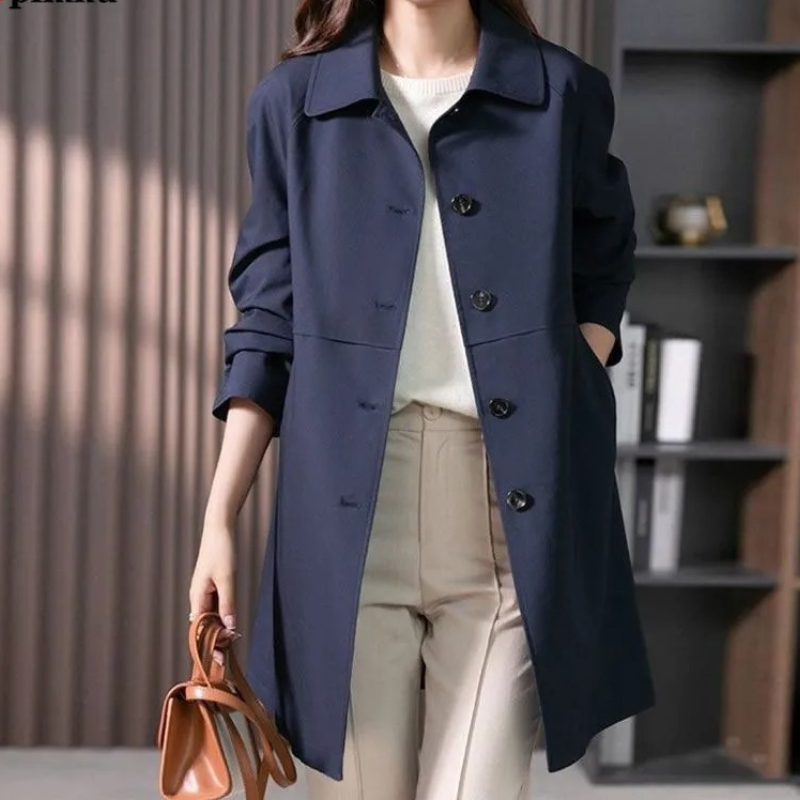 Modern Women's Trench Coat with Single Button