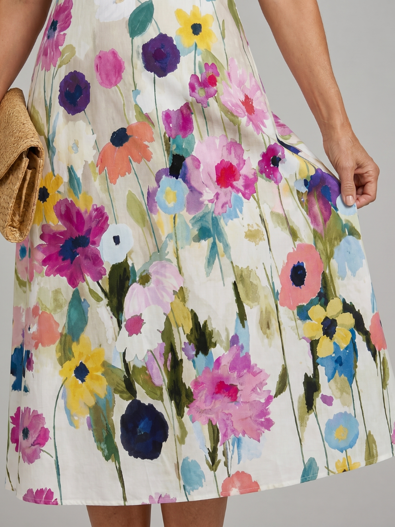 Women's Floral Print Sleeveless Midi Dress