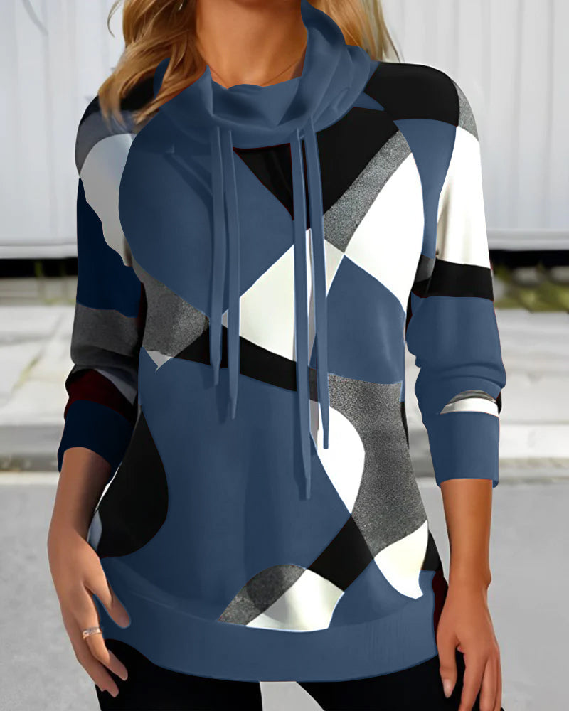 Stylish Women's Hoodie with Geometric Prints | Comfortable Long Sleeves