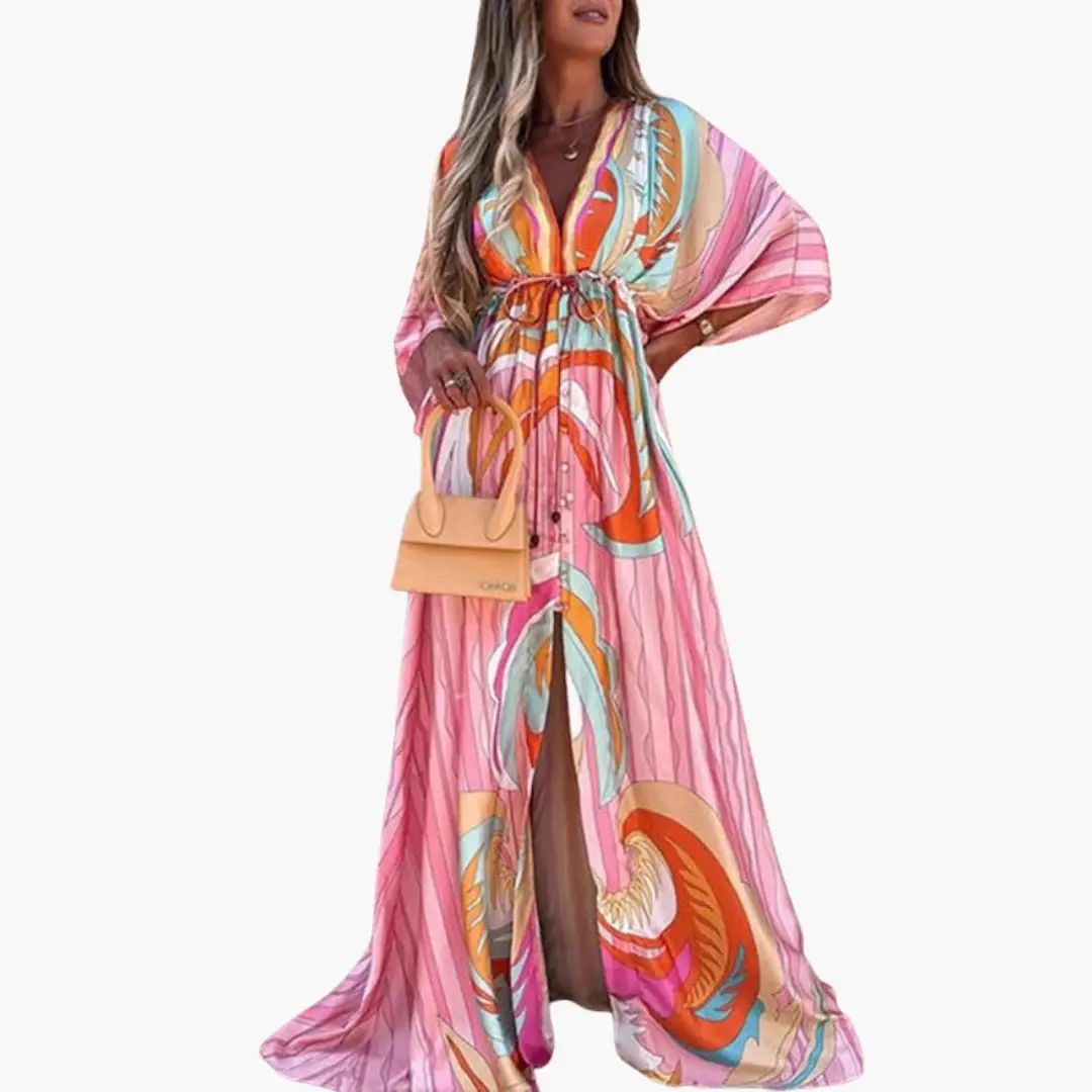 Women’s Flowing Boho Printed Maxi Dress