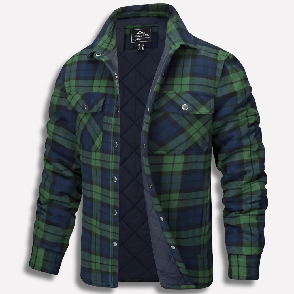Men's Quilted Plaid Shirt with Button Front