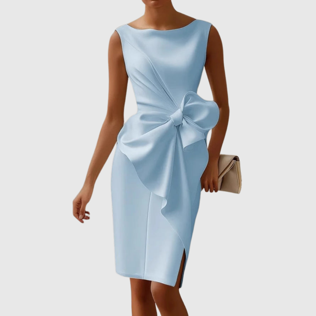 Women's Sleeveless Midi Dress with Bow Detail