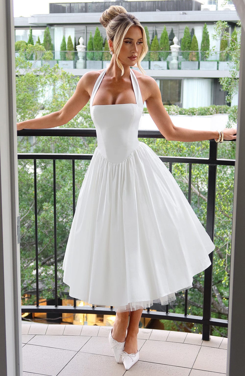 Women’s Halter Neck Midi Dress for Weddings, Parties and Special Occasions