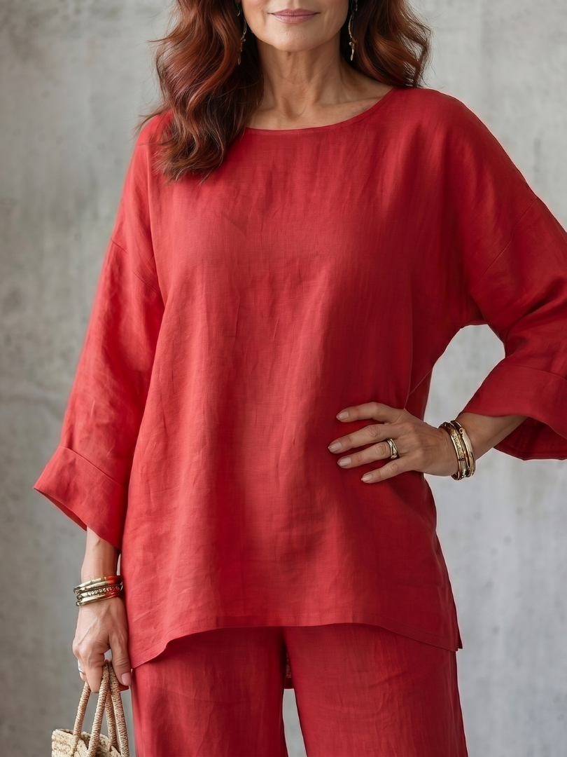 Women's Oversized Tunic Wide Leg Pant Set