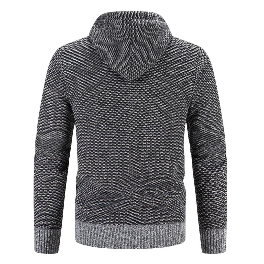 Men's Hooded Casual Zip-Up Knit Cardigan