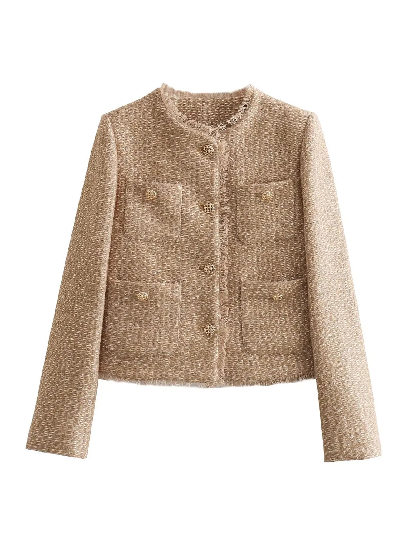 Women's Button Front Long Sleeve Knit Blazer