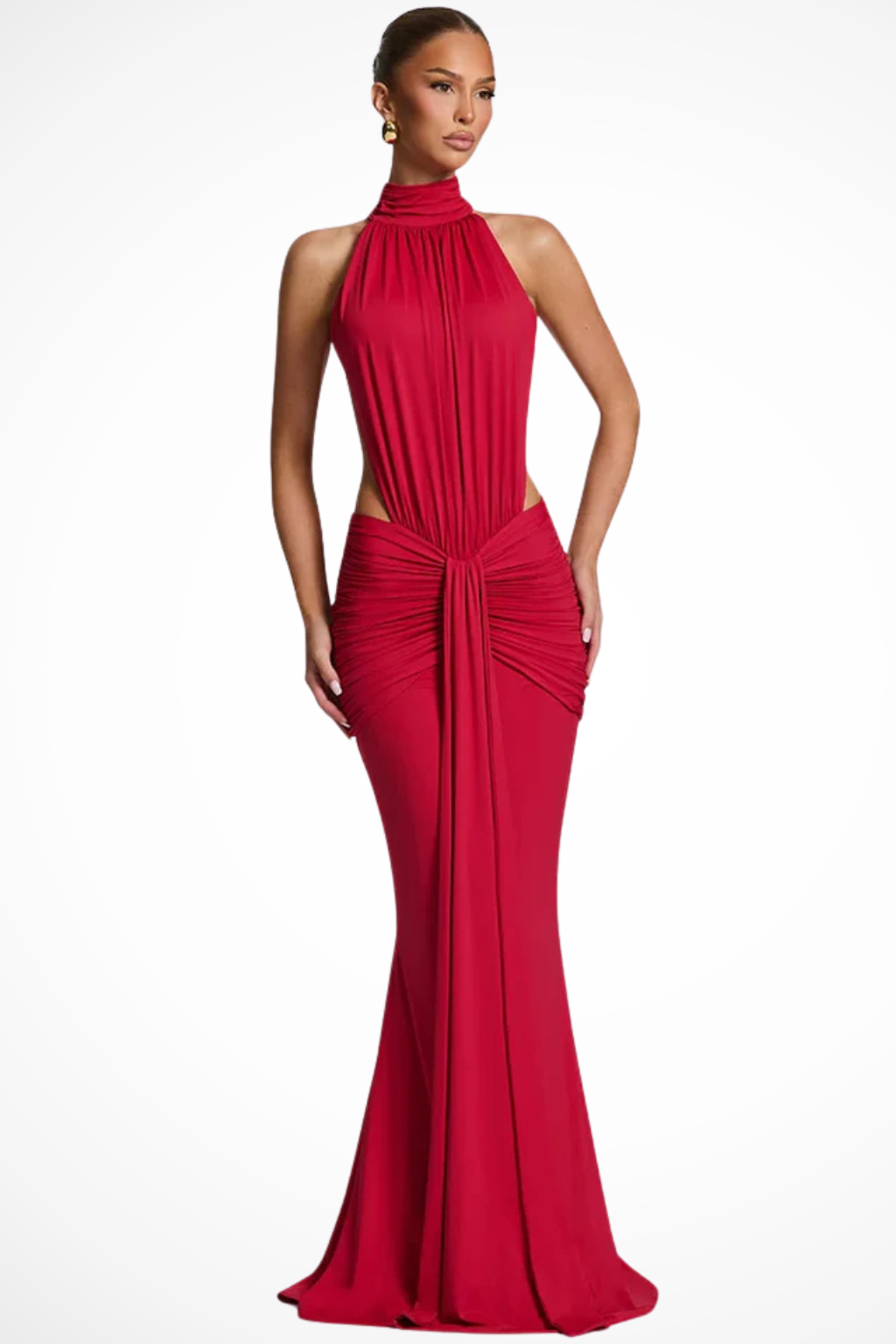 Women’s Elegant Open Back Halter Maxi Dress