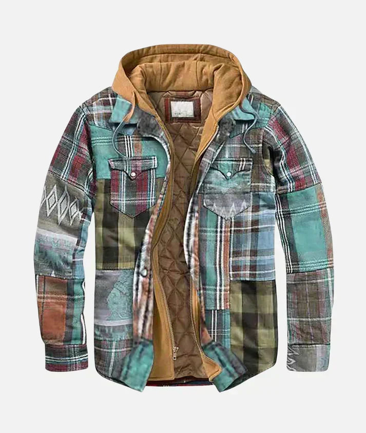 Men's Hooded Plaid Shirt Jacket