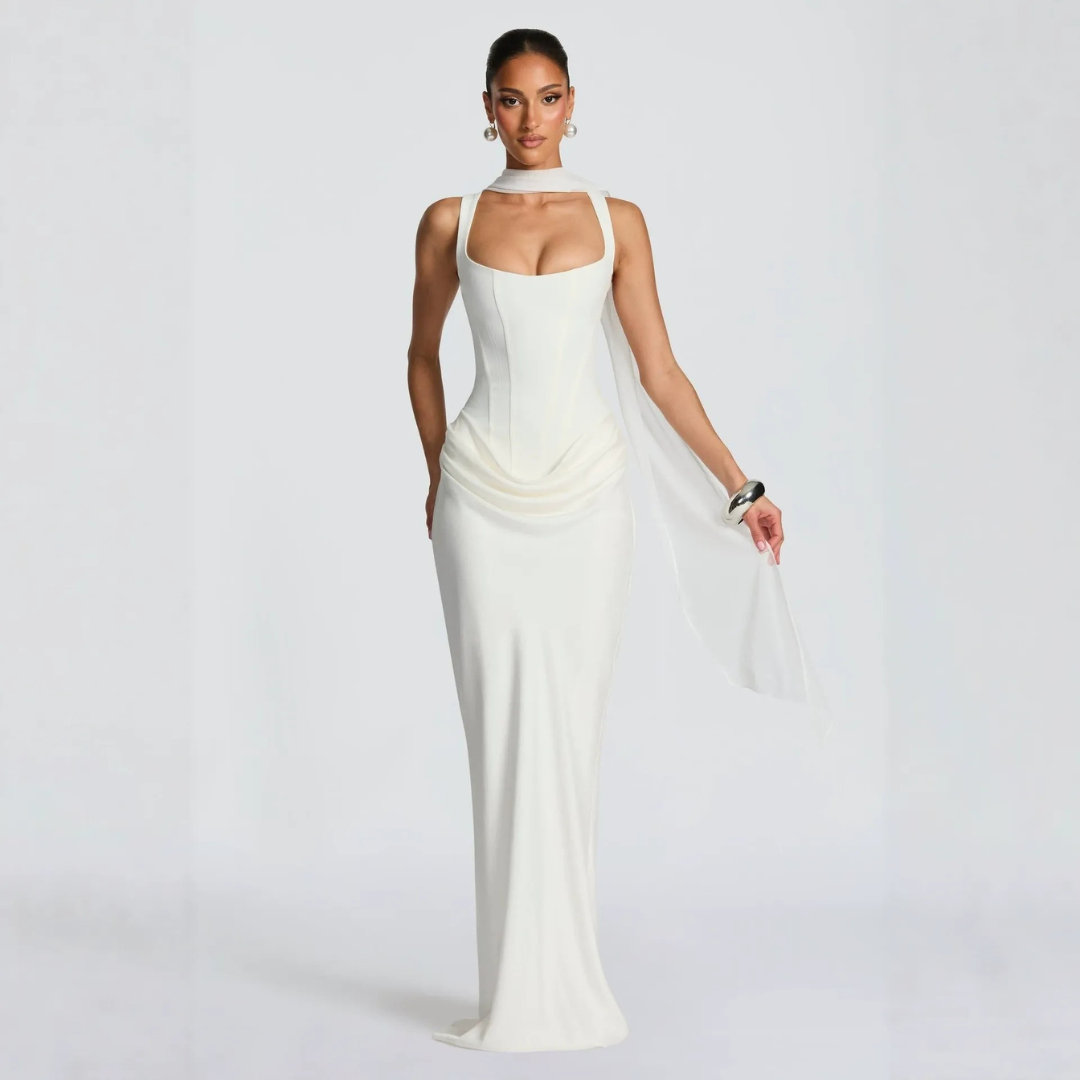 Women's Elegant Square Neck Mermaid Maxi Dress
