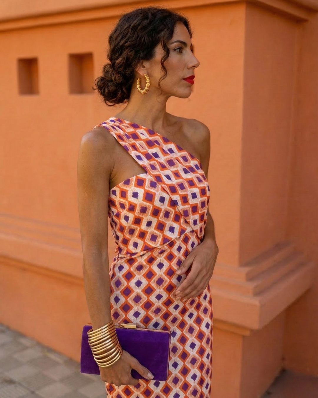 Women's Asymmetrical One-Shoulder Midi Dress