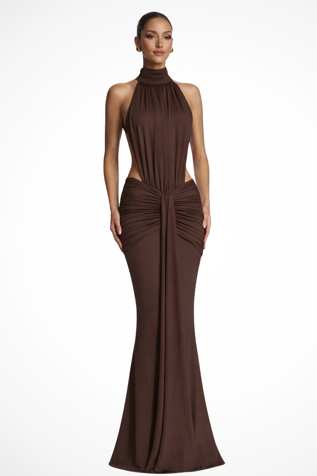 Women’s Backless Halter Maxi Dress for Evening Glamour