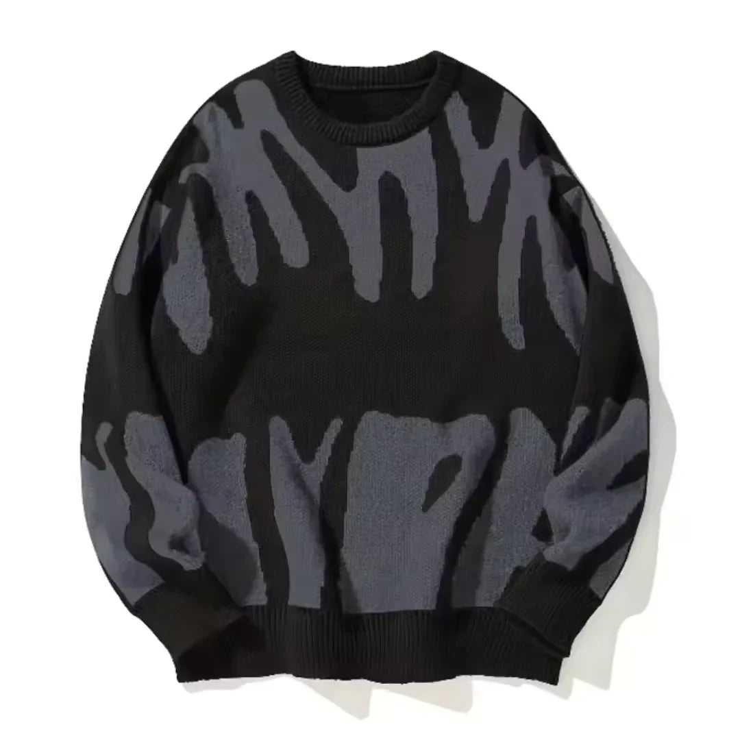 Women's Abstract Pattern Crew Neck Knit Sweater
