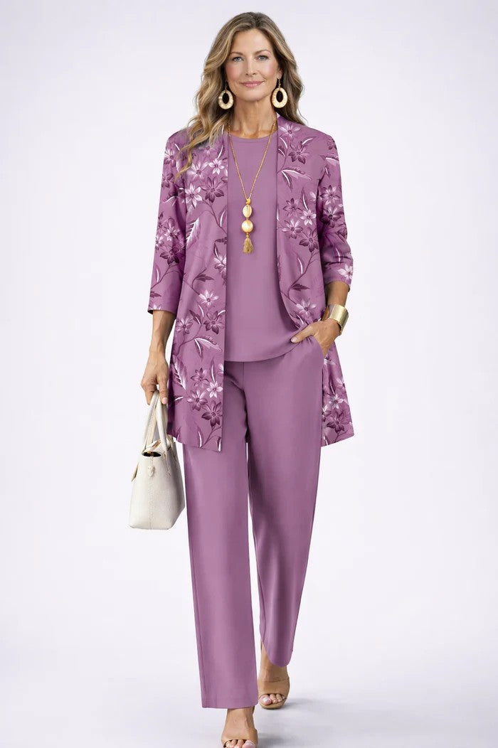 Women's Elegant Printed Co-Ord Three-Piece Set