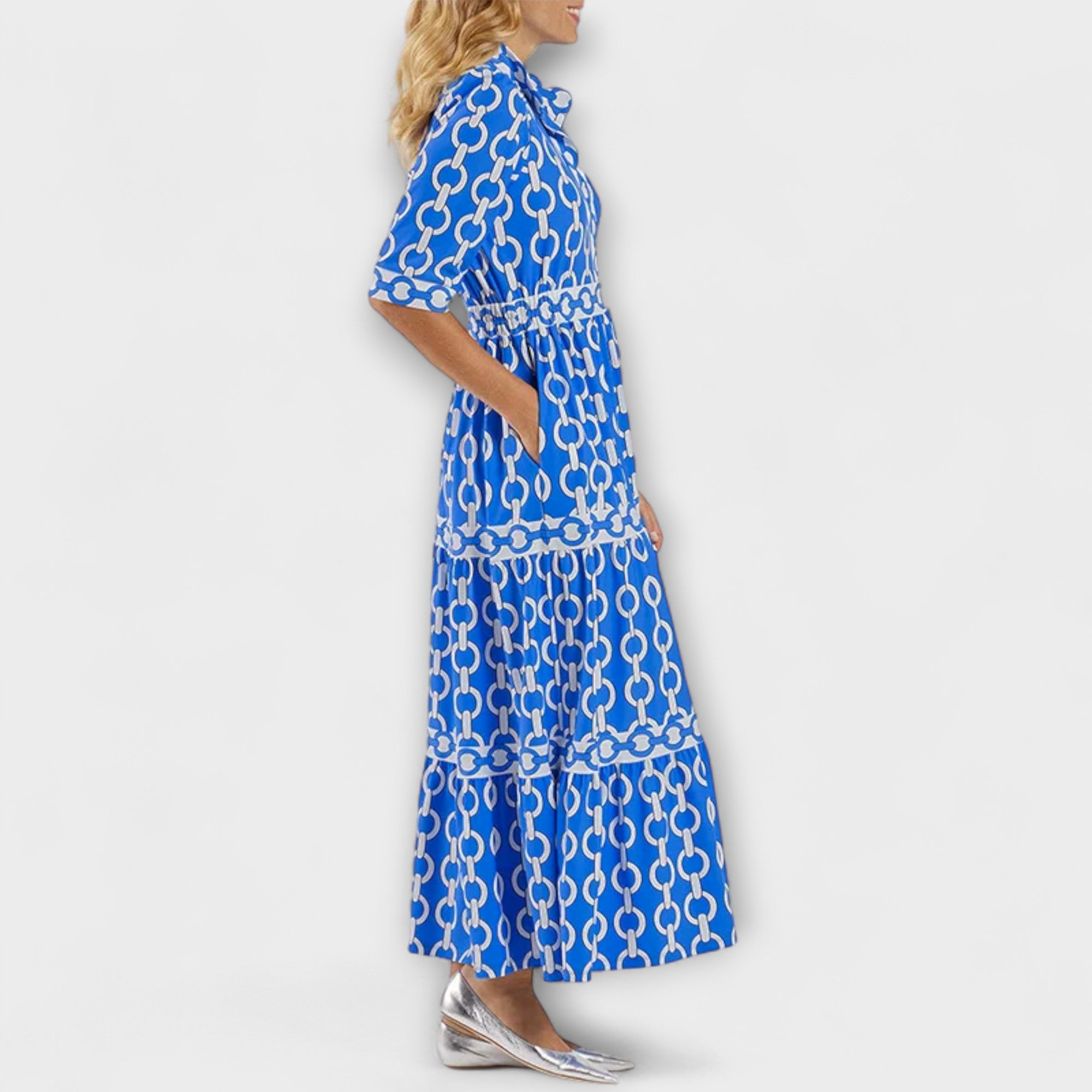 Women's Sleeveless Midi Dress Chain Pattern