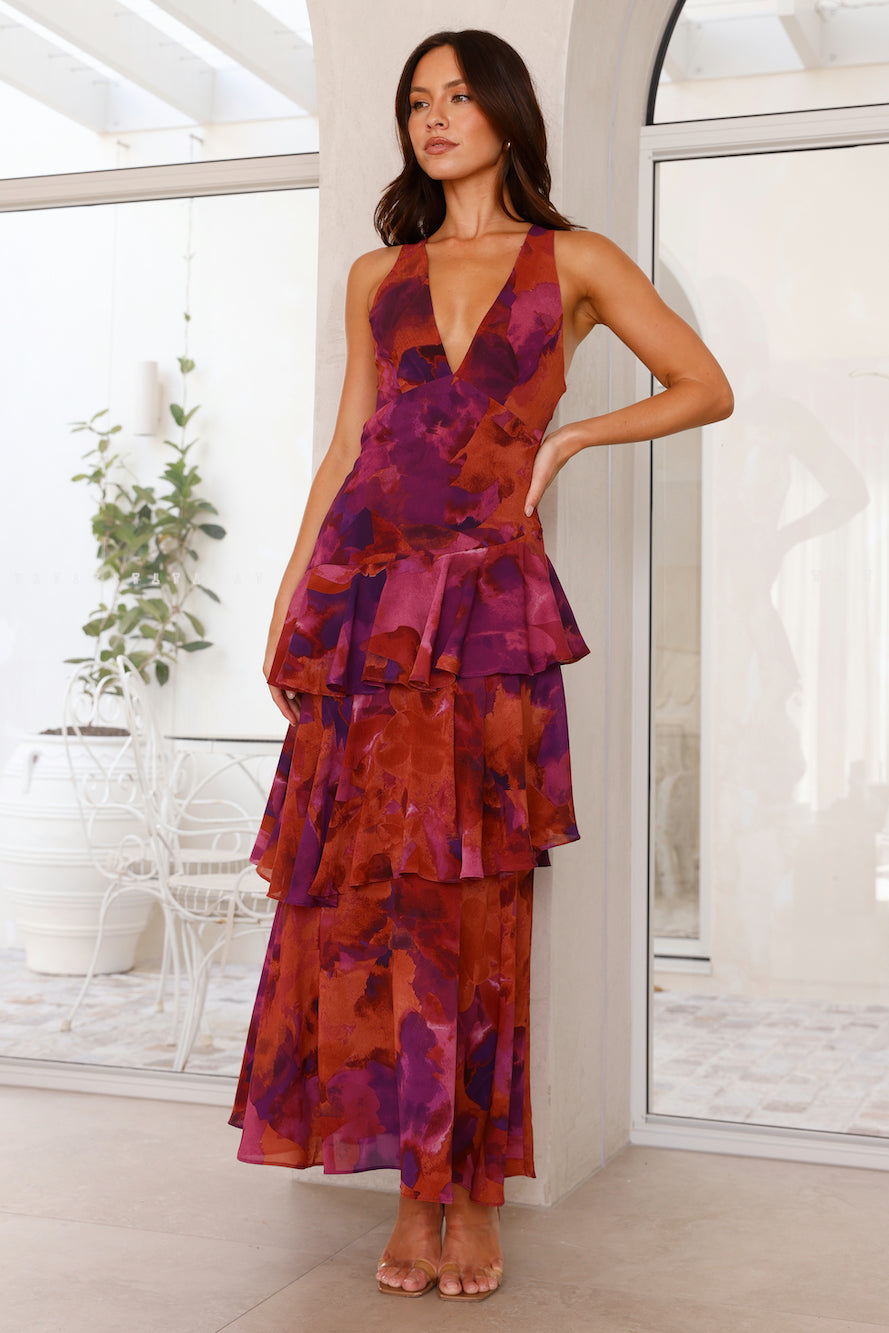 Women’s Floral Tiered Ruffle Maxi Dress