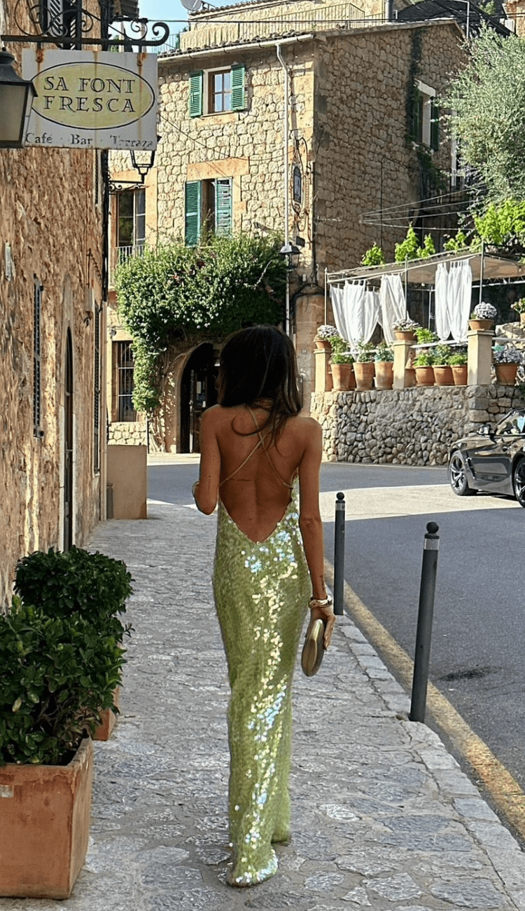 Women's All-Over Sequin Maxi Dress with Flowing Silhouette