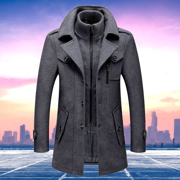 Men's Classic Zip-Up Winter Long Coat