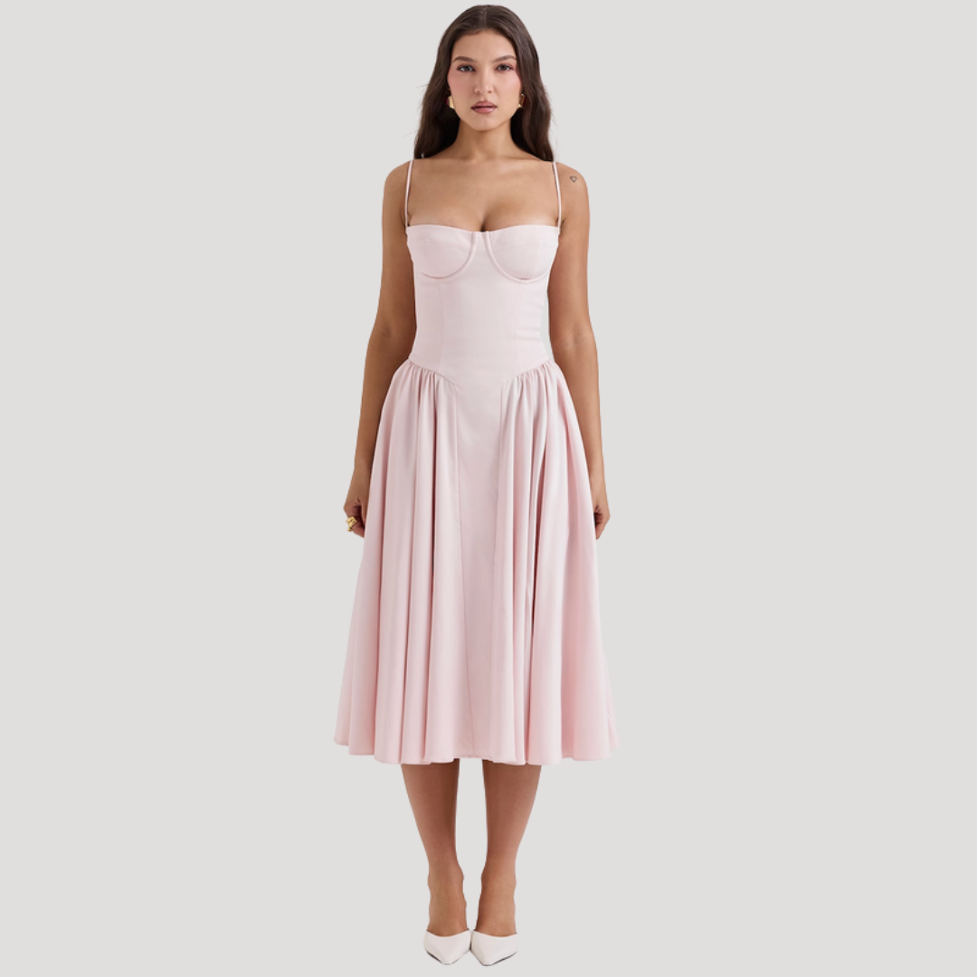 Women's Corset Bodice Midi Dress